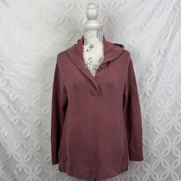 Athleta Coaster Luxe Waffle Hoodie Top, Tawny Rose Size XXS - Picture 2 of 12